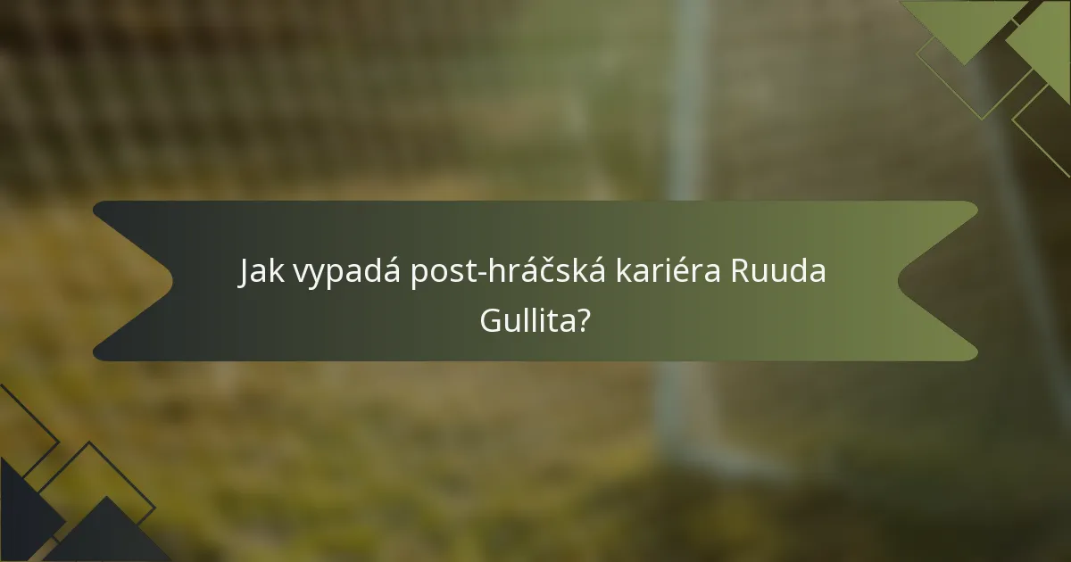 Jak vypadá post-hráčská kariéra Ruuda Gullita?