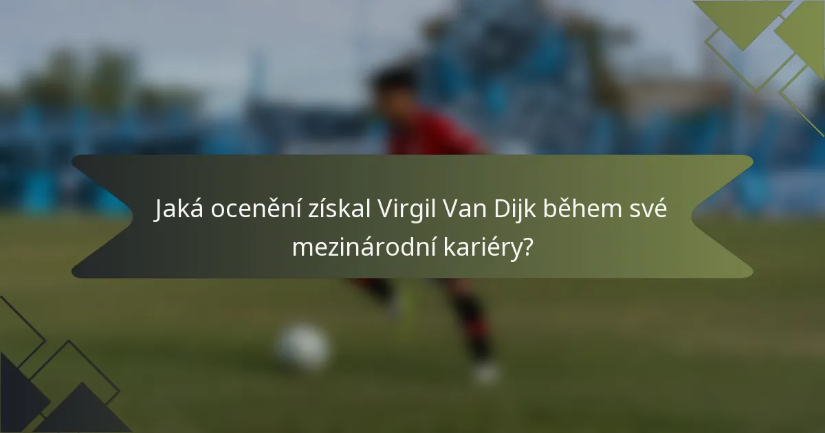 Jaká ocenění získal Virgil Van Dijk během své mezinárodní kariéry?