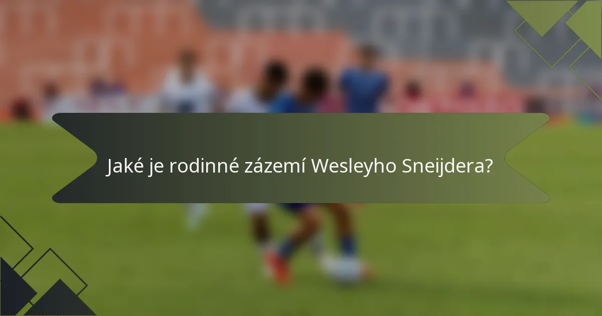 Jaké je rodinné zázemí Wesleyho Sneijdera?