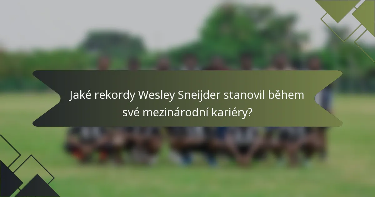 Jaké rekordy Wesley Sneijder stanovil během své mezinárodní kariéry?
