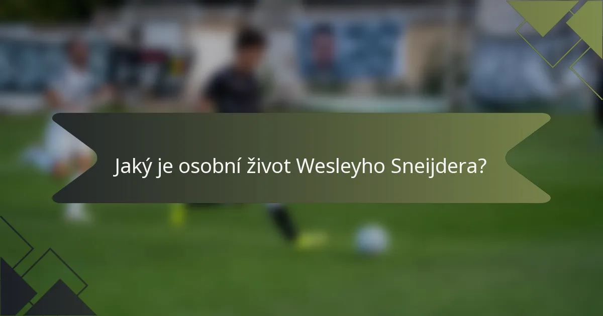 Jaký je osobní život Wesleyho Sneijdera?